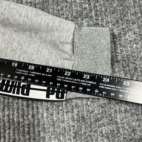 PUMA Taping Hoodie Fleece‎ Sweatshirt Mens Medium Pullover Spellout Athleisure - Picture 15 of 15